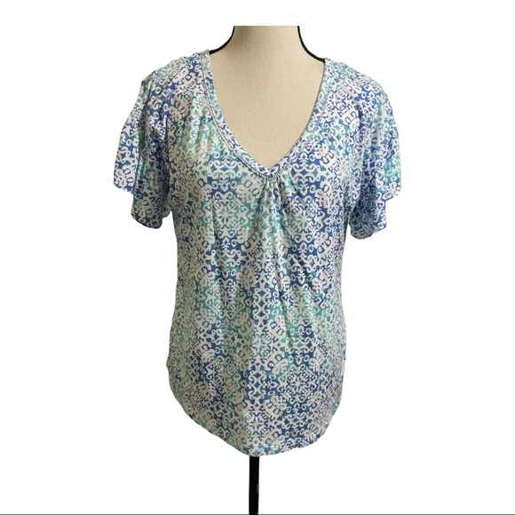 Lauren Ralph Lauren black label v neck top size small pattern. Baumwolle cotton - Picture 10 of 12